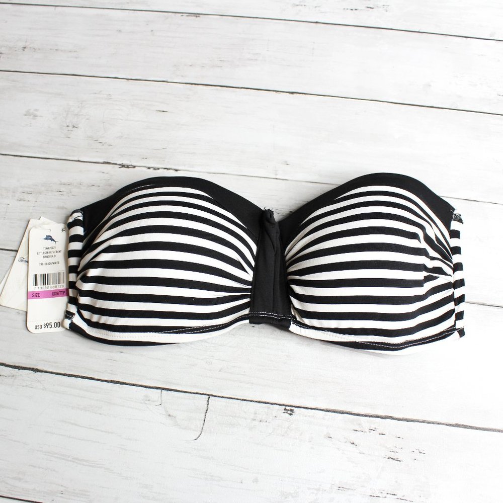 Tommy Bahama Women's Bikini Bandeau Swim Top Size XXS Black Swimsuit